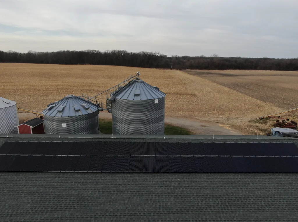 agricultural solar panels on a barn