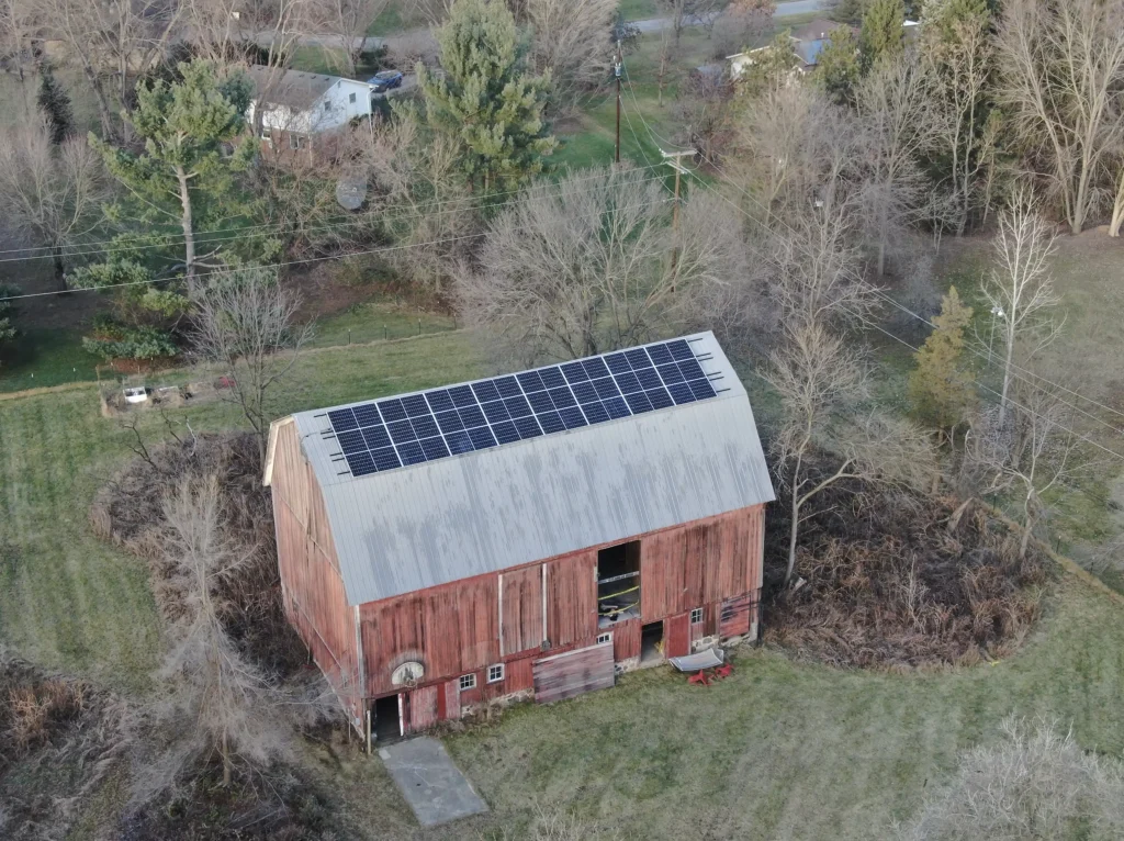 solar panels on large barn